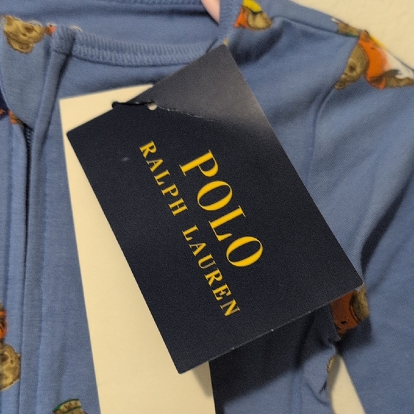Ralph Lauren Blue Bear Print Footies - Picture 2 of 9